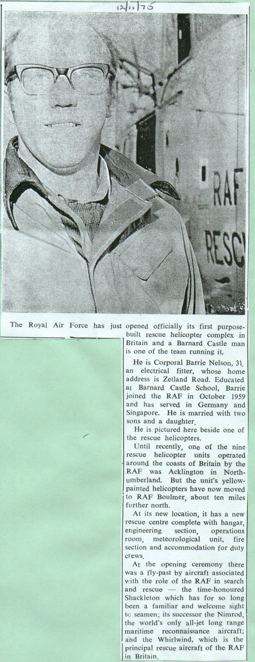  Photo: Barrie Nelson

RAF Boulmer, sea king 