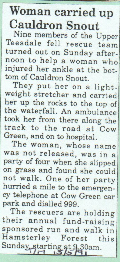 Woman carried up Cauldron Snout