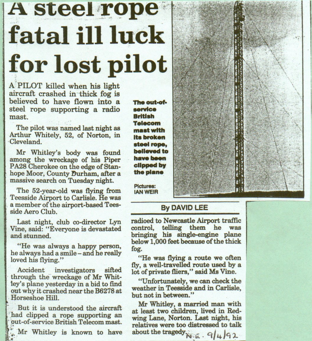 A steel rope - fatal ill luck for lost pilot