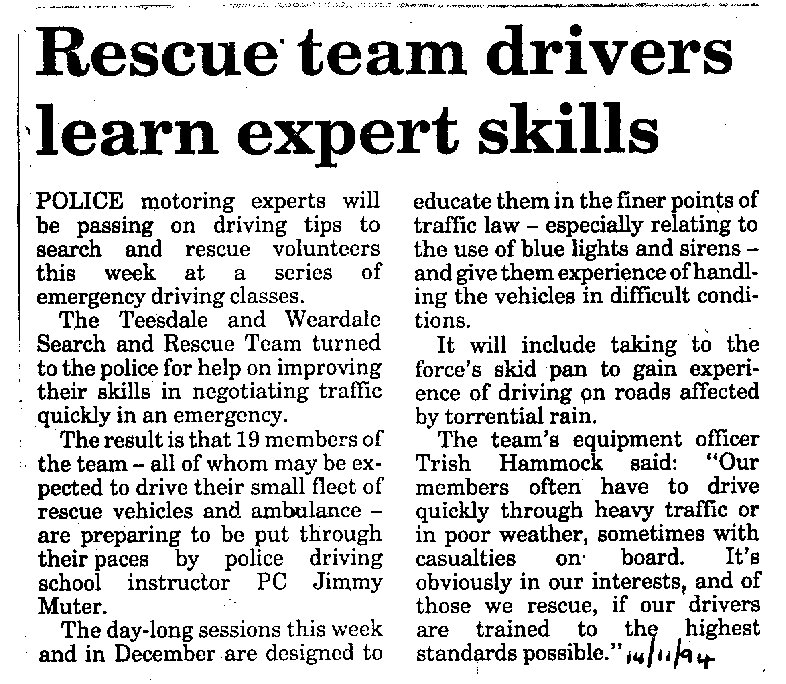 Rescue Team drivers learn expert skills 